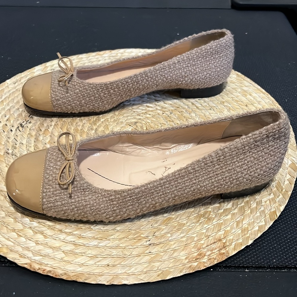 Kate Spade Tweed Bow Ballet Flat Slipon Shoes Size 7.5